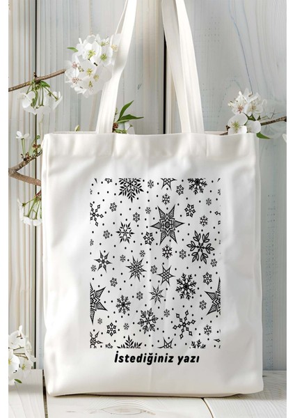 Yılbaşı Kar Kristal Baskılı Bez Omuz Çantası Kişiye Özel Model 40 fiyatları