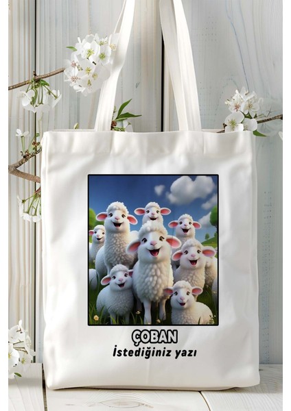 Çoban Baskılı Bez Omuz Çantası Kişiye Özel Model 17
