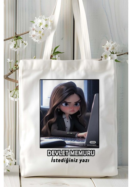 Devlet Memuru Baskılı Bez Omuz Çantası Kişiye Özel Model 8