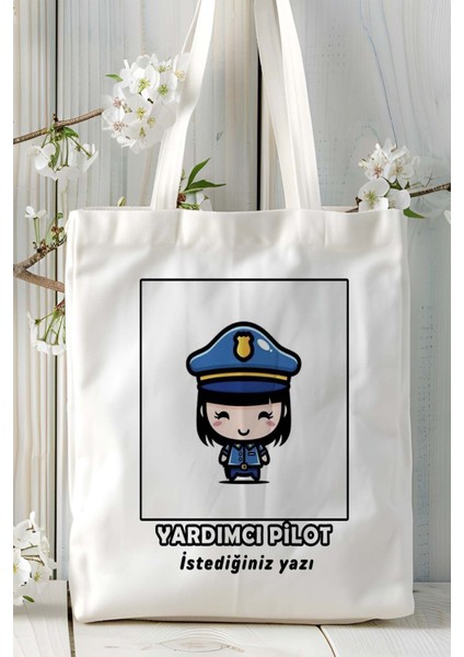 Yardımcı Pilot Baskılı Bez Omuz Çantası Kişiye Özel Model 1