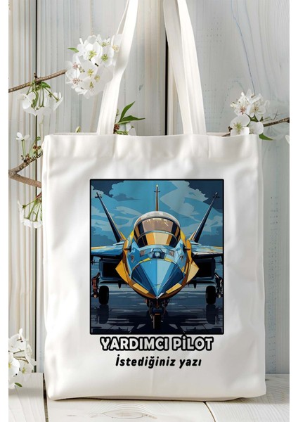 Yardımcı Pilot Baskılı Bez Omuz Çantası Kişiye Özel Model 11