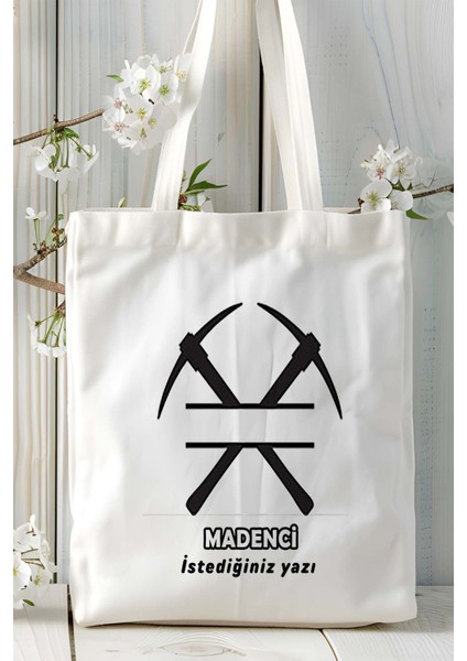 Madenci Baskılı Bez Omuz Çantası Kişiye Özel Model 8