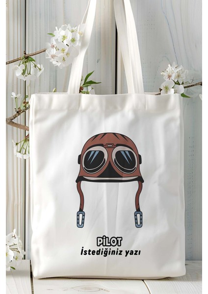 Pilot Baskılı Bez Omuz Çantası Kişiye Özel Model 20