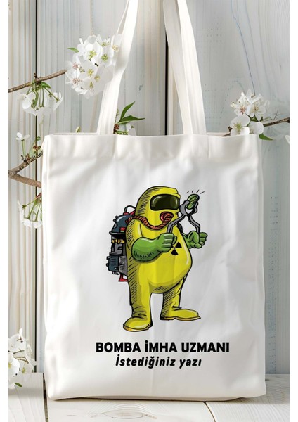 Bomba Imha Uzmanı Baskılı Bez Omuz Çantası Kişiye Özel Model 1