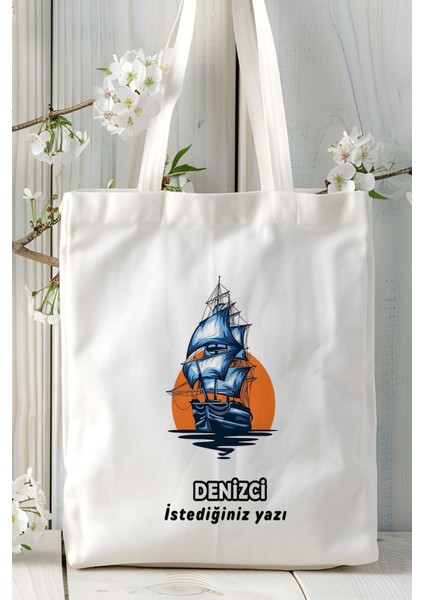 Denizci Baskılı Bez Omuz Çantası Kişiye Özel Model 3