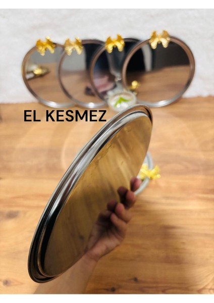6'lı Paslanmaz Çelik 21CM Yuvarlak Servis Tepsisi, Çay, Kahve, Pasta Sunum Için Ideal fiyatları