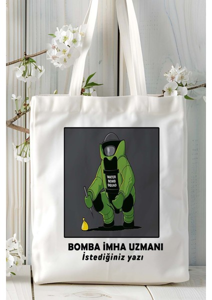 Bomba Imha Uzmanı Baskılı Bez Omuz Çantası Kişiye Özel Model 6