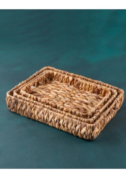 Bambu Hasırlı 3'lü Kare Sunum Tepsisi, Kahve, Çay ve Kahvaltı Için Şık ve Doğal Seçenek modelleri