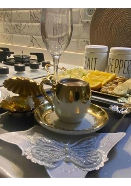 Siyah Kelebekli Sunum ve Servis Tepsisi, 6'lı Set, Şık ve Kullanışlı Tasarım fiyatları