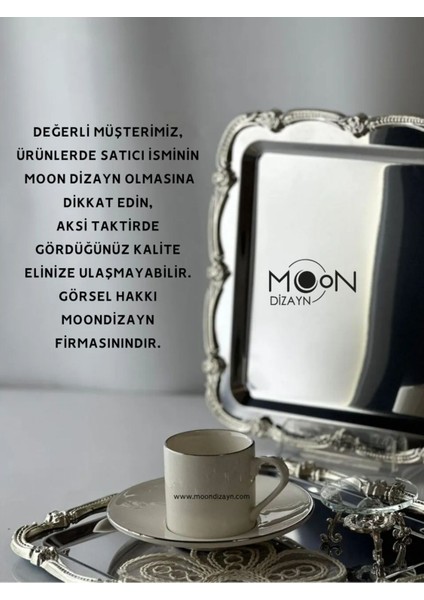 6'lı Lüx Çiçekli Kare Gümüş Kaplama Sunum Tepsisi 21X21 modelleri