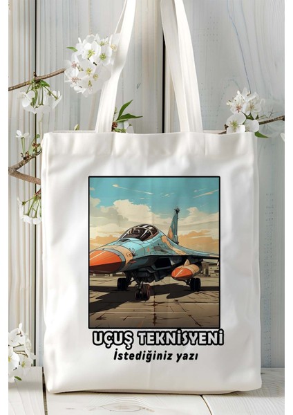 Uçuş Teknisyeni Baskılı Bez Omuz Çantası Kişiye Özel Model 1