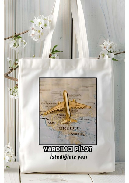 Yardımcı Pilot Baskılı Bez Omuz Çantası Kişiye Özel Model 12