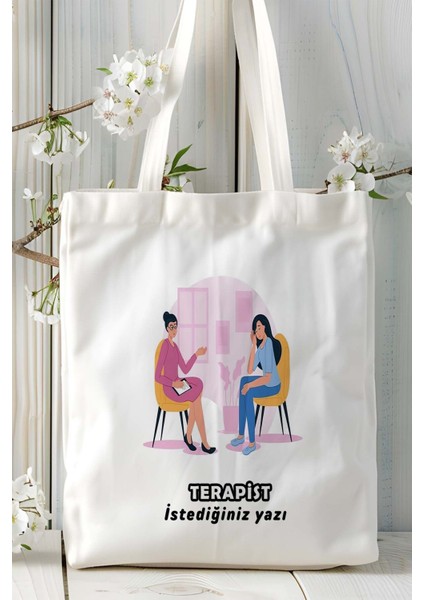 Terapist Baskılı Bez Omuz Çantası Kişiye Özel Model 1