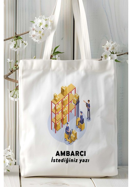 Ambarcı Depocu Baskılı Bez Omuz Çantası Kişiye Özel Model 2