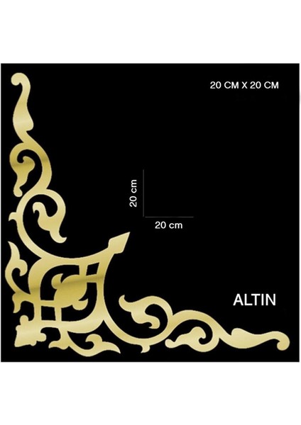 Aynalı Pleksi Köşe Süsü, 20X20 Cm, 4'lü, Gold ve Gümüş Renk Seçenekleri fiyatları
