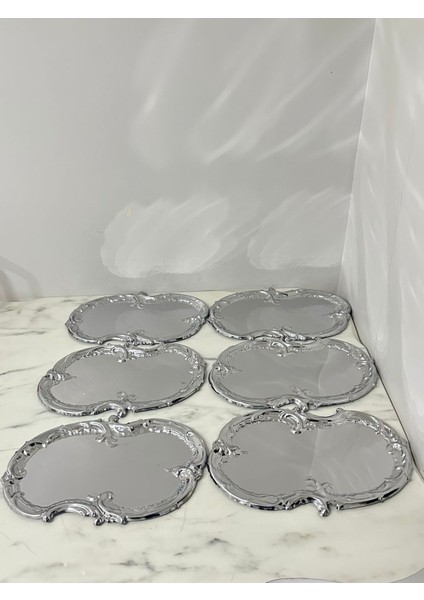 6'lı Çelik Dantel Desenli Kahve Sunum Tepsisi, Şık ve Dayanıklı Tasarım fiyatları