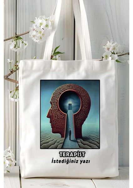 Terapist Baskılı Bez Omuz Çantası Kişiye Özel Model 13
