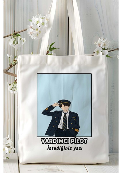 Yardımcı Pilot Baskılı Bez Omuz Çantası Kişiye Özel Model 8