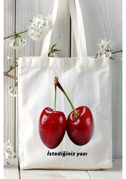 Vişne Baskılı Bez Çanta Kişiye Özel Model 2 fiyatları