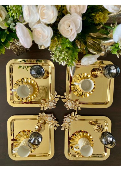 2'li Renkli Gold Sunum Tepsisi, Şık ve Zarif Takım modelleri