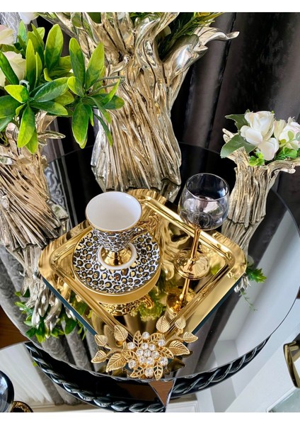 2'li Renkli Gold Sunum Tepsisi, Şık ve Zarif Takım fırsatları