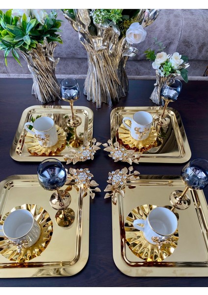 2'li Renkli Gold Sunum Tepsisi, Şık ve Zarif Takım indirimleri