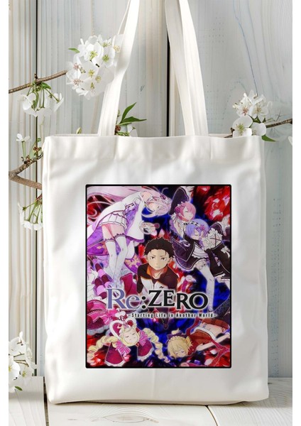 Re:zero Kara Hajimeru Isekai Seikatsu Baskılı Bez Omuz Çantası Kişiye Özel Model 2