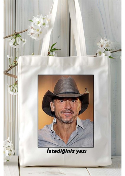 Tim Mc Graw Baskılı Bez Çanta Omuz Çantası Kişiye Özel Desen 2 fiyatları