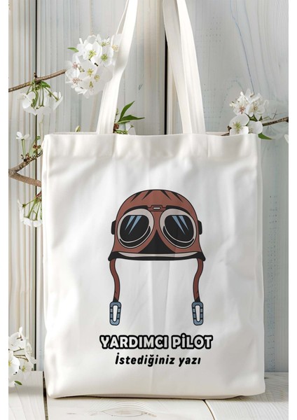 Yardımcı Pilot Baskılı Bez Omuz Çantası Kişiye Özel Model 18