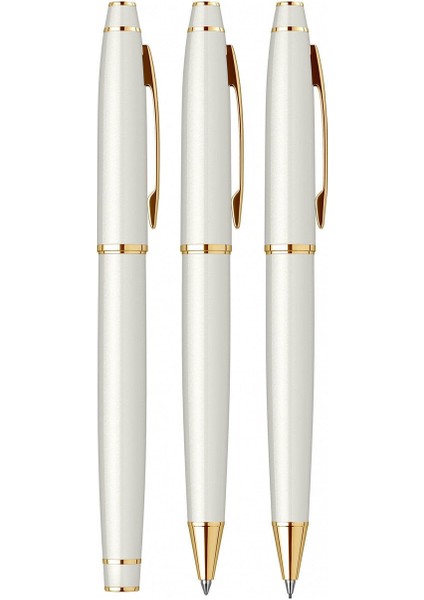 & WizDesign 35 Dolmakalem + Tükenmezkalem + Versatil Üçlü Set Beyaz Altın (Ömür Boyu Garantili - Lüks Kutulu - İsme Özel Tasarım)