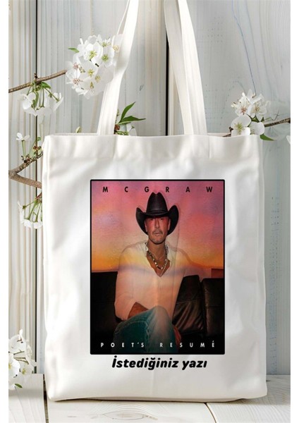 Tim Mc Graw Baskılı Bez Çanta Omuz Çantası Kişiye Özel Desen 3 fiyatları