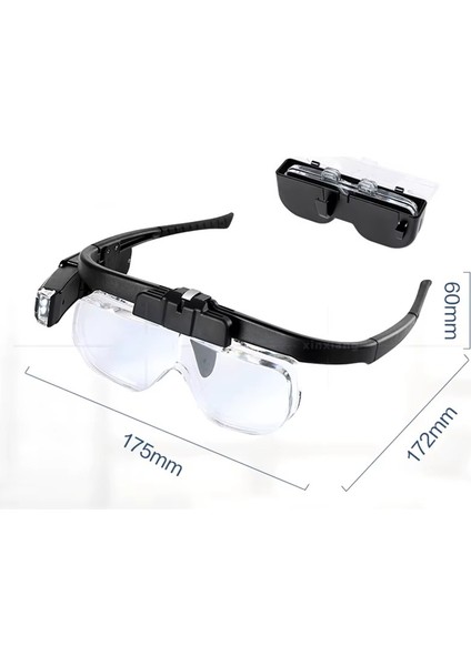 Şarjlı Işıklı Gözlük Büyüteç 3 Lensli Okuma Kuyumcu Gözlüğü Saatçi Onarımı Dokuma Sanatı