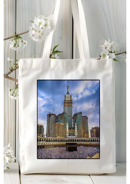 Kabe Islamiyet Baskılı Bez Çanta Omuz Çantası Kişiye Özel Model 24