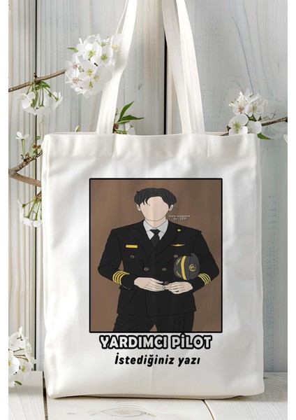 Yardımcı Pilot Baskılı Bez Omuz Çantası Kişiye Özel Model 9