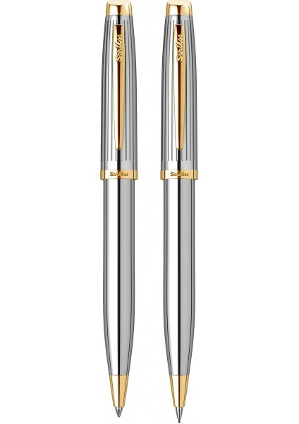 & WizDesign 39 Tükenmezkalem + Versatil Ikili Set Gold Krom ( Ömür Boyu Garantili - Lüks Kutulu - İsme Özel Tasarım ) indirimleri