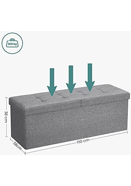 Depolama Alanlı Tabure, 110 x 38 x 38 Cm, 300 Kg'a Kadar Dayanıklı, Açık Gri LSF71G modelleri