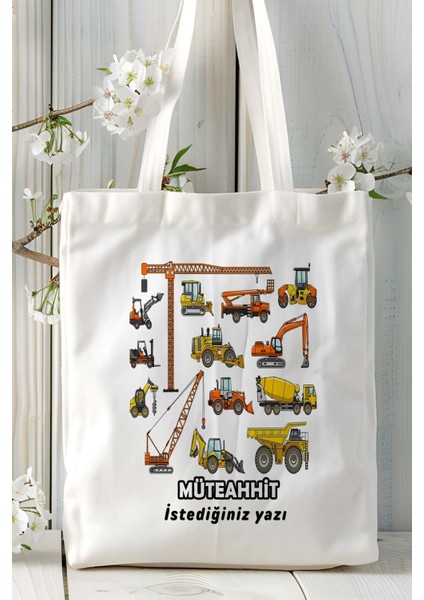 Müteahhit Baskılı Bez Omuz Çantası Kişiye Özel Model 6