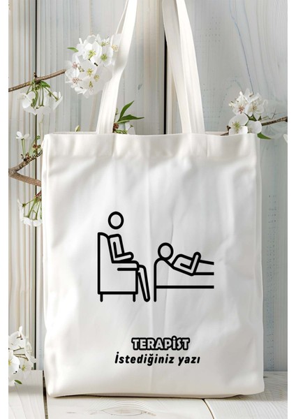 Terapist Baskılı Bez Omuz Çantası Kişiye Özel Model 3