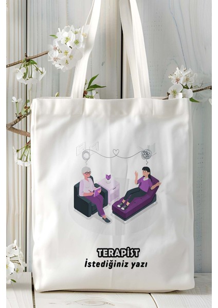Terapist Baskılı Bez Omuz Çantası Kişiye Özel Model 10