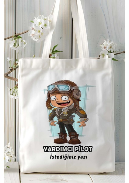 Yardımcı Pilot Baskılı Bez Omuz Çantası Kişiye Özel Model 16