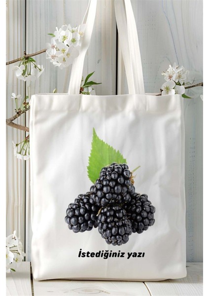 Böğürtlen Baskılı Bez Çanta Kişiye Özel Model 2 fiyatları