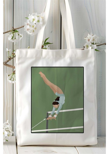 Jimnastik Baskılı Bez Çanta Omuz Çantası Kişiye Özel Desen 1