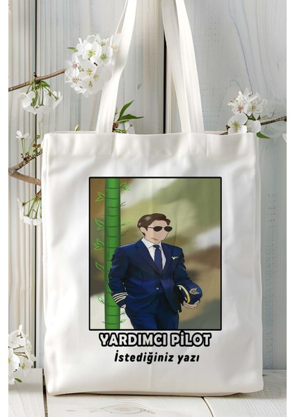Yardımcı Pilot Baskılı Bez Omuz Çantası Kişiye Özel Model 7