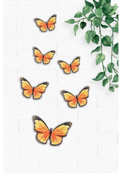 Renkli Ahşap Altılı Kelebek Duvar Dekoru, Şık ve Doğal Tasarım