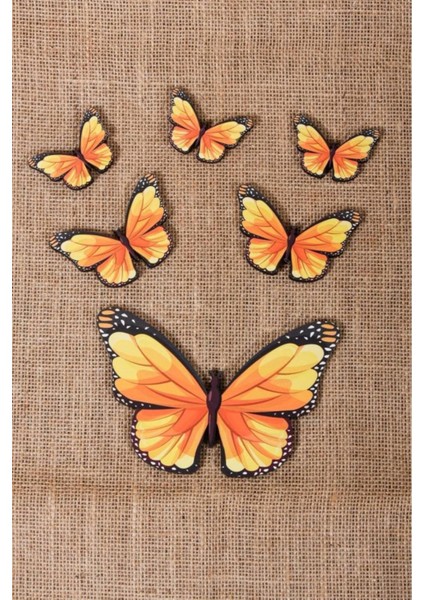 Renkli Ahşap Altılı Kelebek Duvar Dekoru, Şık ve Doğal Tasarım fiyatları