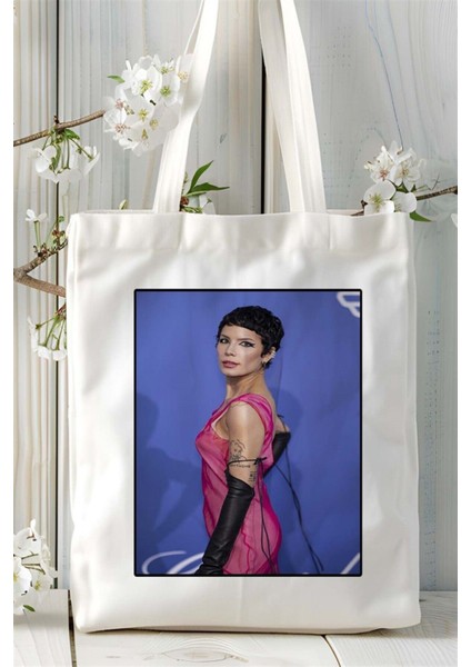 Halsey Baskılı Bez Çanta Omuz Çantası Kişiye Özel Desen 1