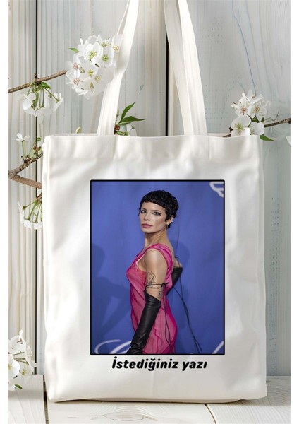 Halsey Baskılı Bez Çanta Omuz Çantası Kişiye Özel Desen 1 fiyatları