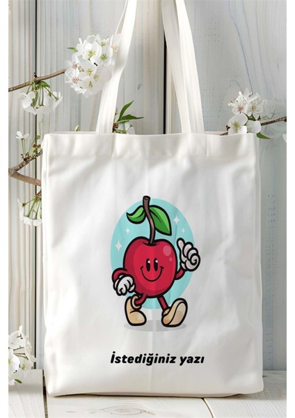 Vişne Baskılı Bez Çanta Kişiye Özel Model 1 fiyatları