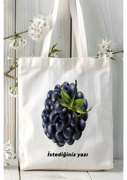 Böğürtlen Baskılı Bez Çanta Kişiye Özel Model 3 fiyatları