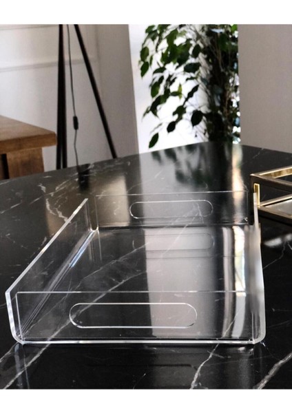 Şeffaf Akrilik Pleksi Tepsi 30X20 Cm, Modern ve Şık Ev ve Ofis Kullanımı Için Ideal